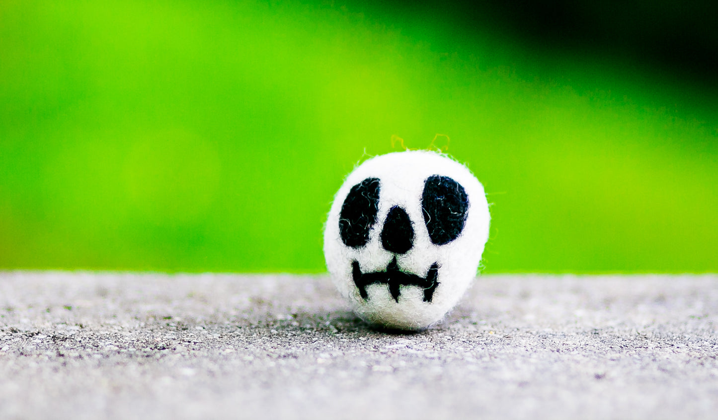 Karma Cat Felted Wool Halloween Cat Toy Skull